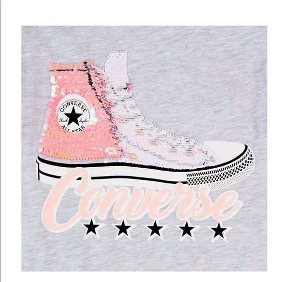 Converse Girls Sneaker Tshirt with Flip Sequins - Picture 8 of 8